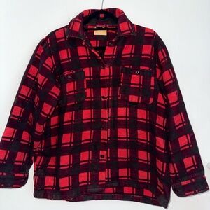 Vintage Champion Red and Black Trucker Shirt Jacket Size M Shacket
